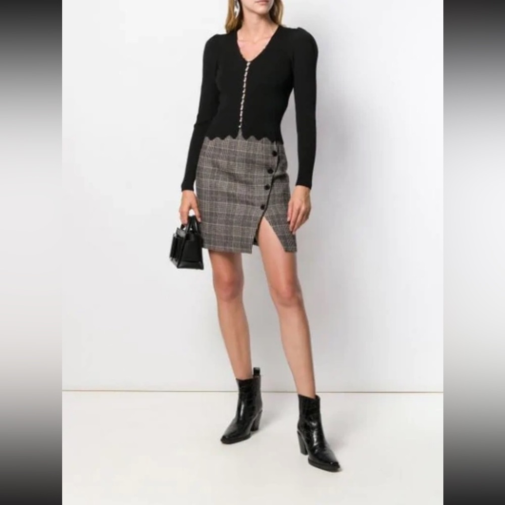 Sandro Nona Check wool and cotton-blend Plaid mini skirt